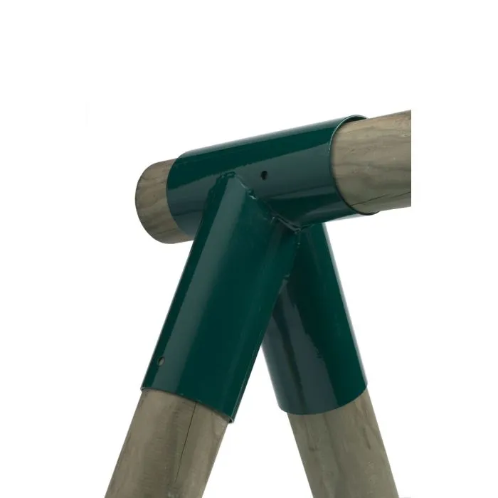 Ángulo Para Columpios Redondos De 100 Mm, 100° – Componente Metálico Verde Para Estructuras De Juegos
